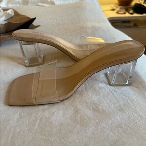 Zara Clear Strap Heels with Tan Footbed